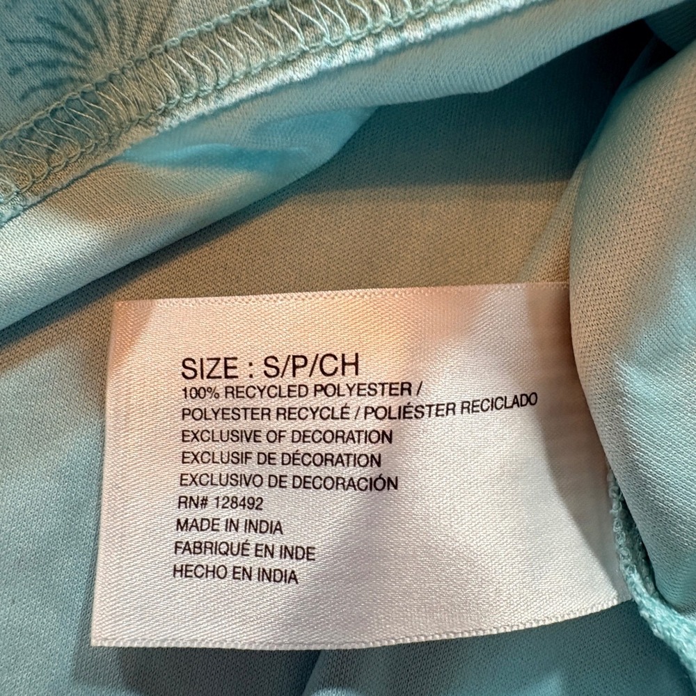 Greg Norman Polo Shirt Mens Small Aqua Blue Palm Print ML75 Play Dry Golf Top - Picture 5 of 9